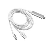 MHL kabelis HDMI - iPhone 8pin (lightning) + USB maitinimas (K-K) 2m